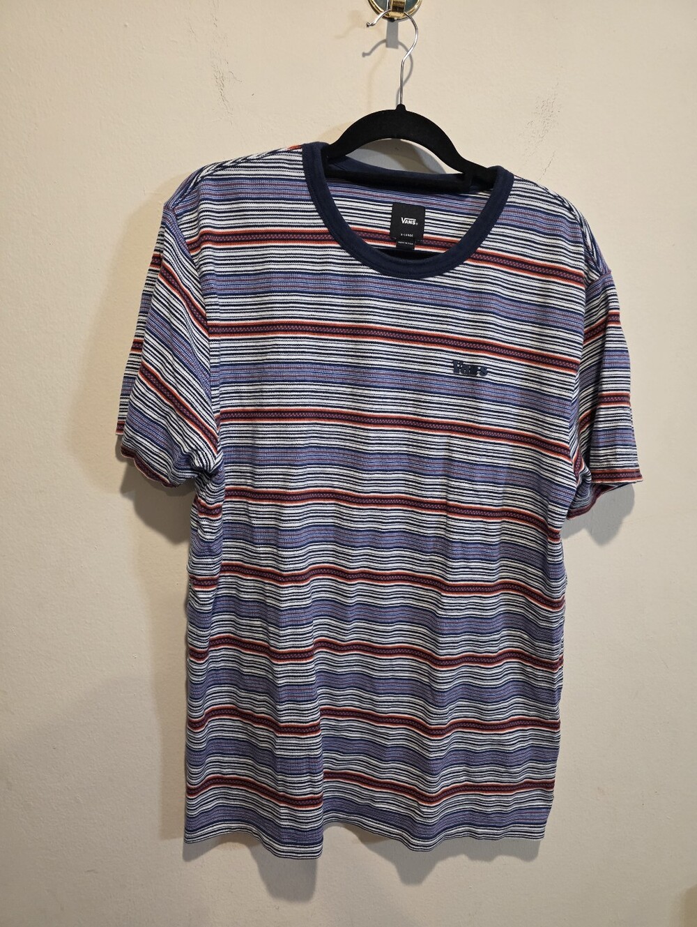 Vans Multicolor Striped Crewneck Tee with Navy Trim